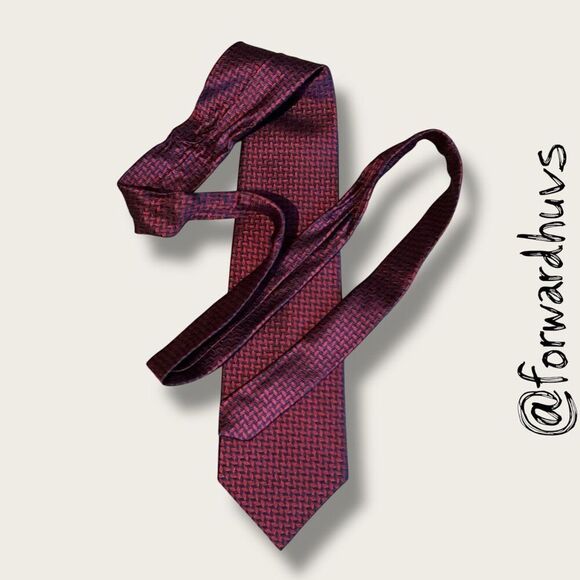 Lauren Ralph Lauren Hand-Finished Necktie – Crimson & Navy - Picture 7 of 8